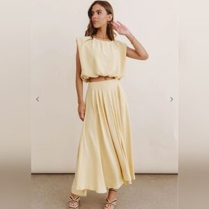 Bohme Pastel Yellow Maxi Skirt & Shirt Set
